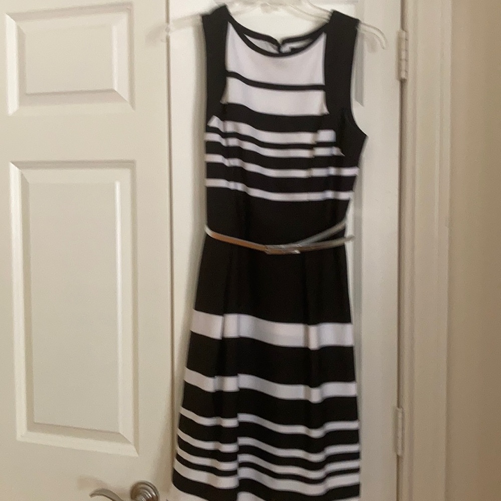 Black and white striped dress